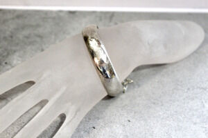 Vintage Sterling Silver Etched Hinged Bangle Designer Signed IBB